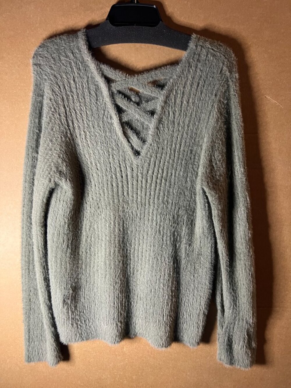 LOVE ELLIE Mia Criss Cross Back Detail Knit Pullover Sweater Moss Green Size XXL